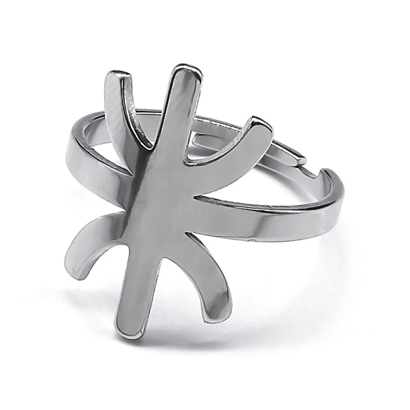 2024 New stainless steel African Amazigh letter Ring fashion light luxury titanium steel ring accessories