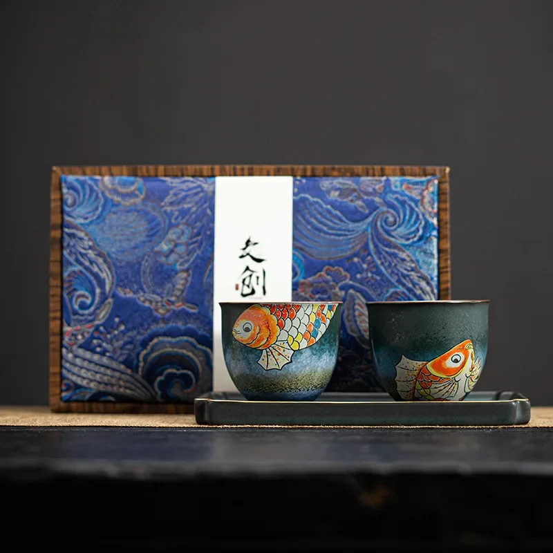 Colorful Chinese Flower Tea Cup Kiln-turned-Teacup Master Kung Fu Ceramic Tea Set Tea Cup Light Luxury Gift Teaware Handy Gift