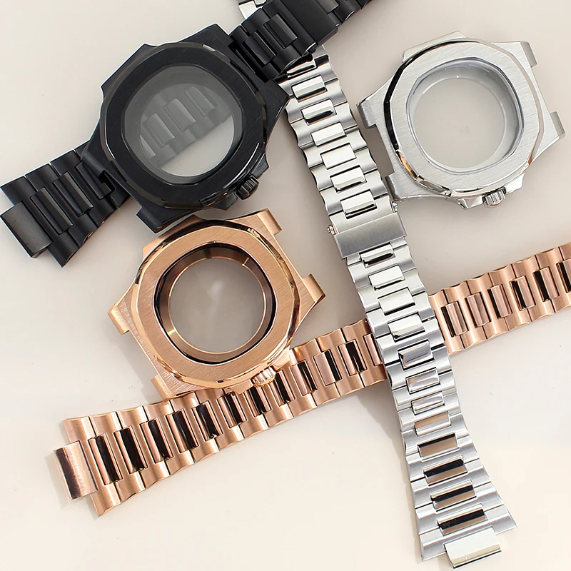 مناسبة لتعديل استبدال علبة الساعة NH35 طراز نوتيلوس حزام من الفولاذ المقاوم للصدأ الياقوت المتوافق مع قرص 30.8 ملم #1