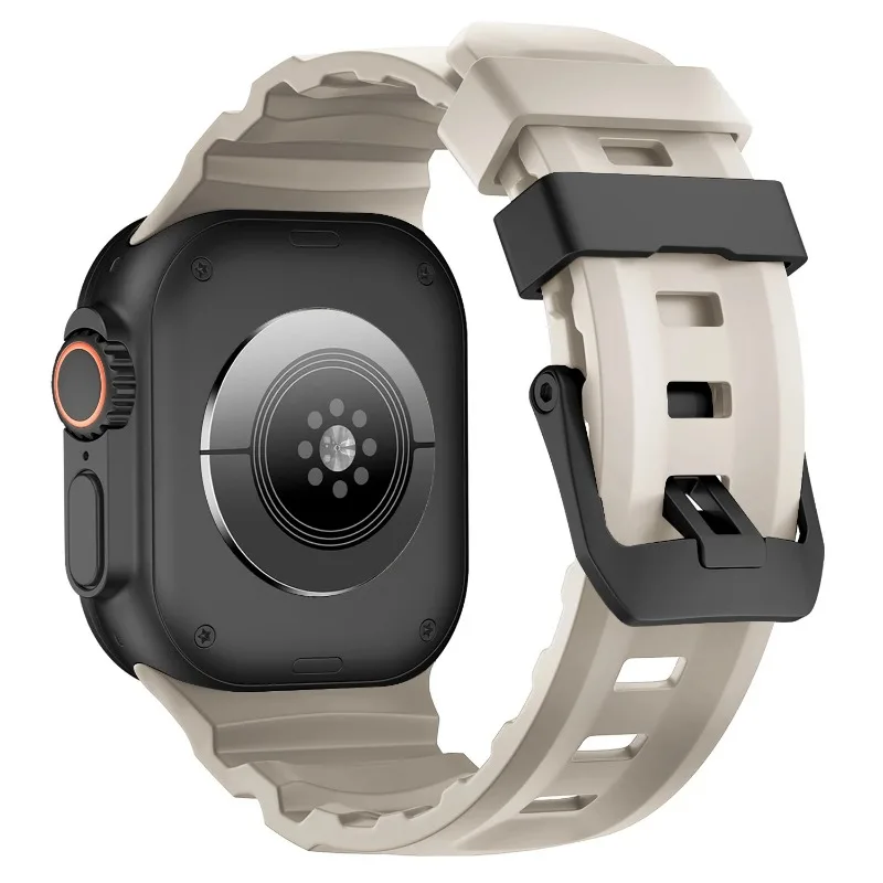 Soft Silicone Band For Apple Watch Ultra 3 49mm 11 10 46mm 9 8 7 45mm Titanium Bracelet wristband iWatch 6 5 4 SE 44mm Watchband