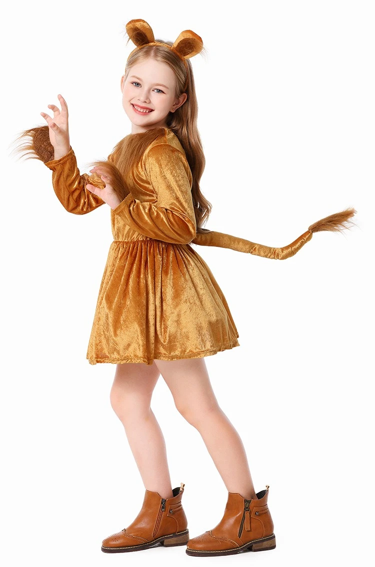 2025 recién llegado Animal rey Halloween Cosplay niño León vestir con diadema vestido de León niñas disfraz de leona