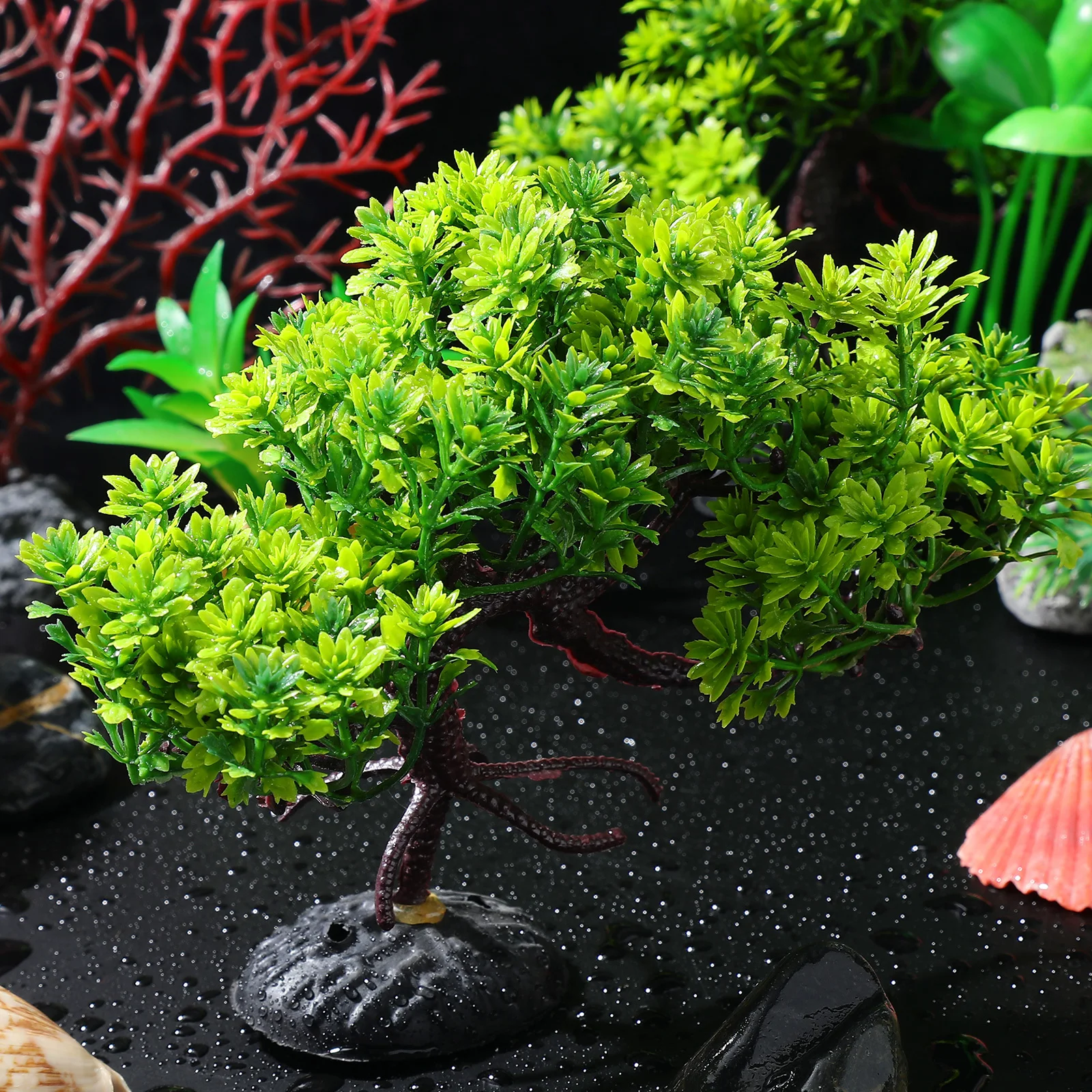 

2Pcs Aquarium Fish Tank Plants Simulation Pine Tree Bonsai Realistic Artificial Decor for Aquarium Terrarium Landscape Ornament