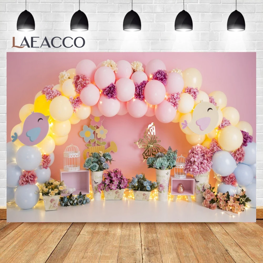 Baby Girls Birthday Party Photographic Background 1st Birthday Newborn Portrait Indoor Photocall Backdrop Banner for Photostudio