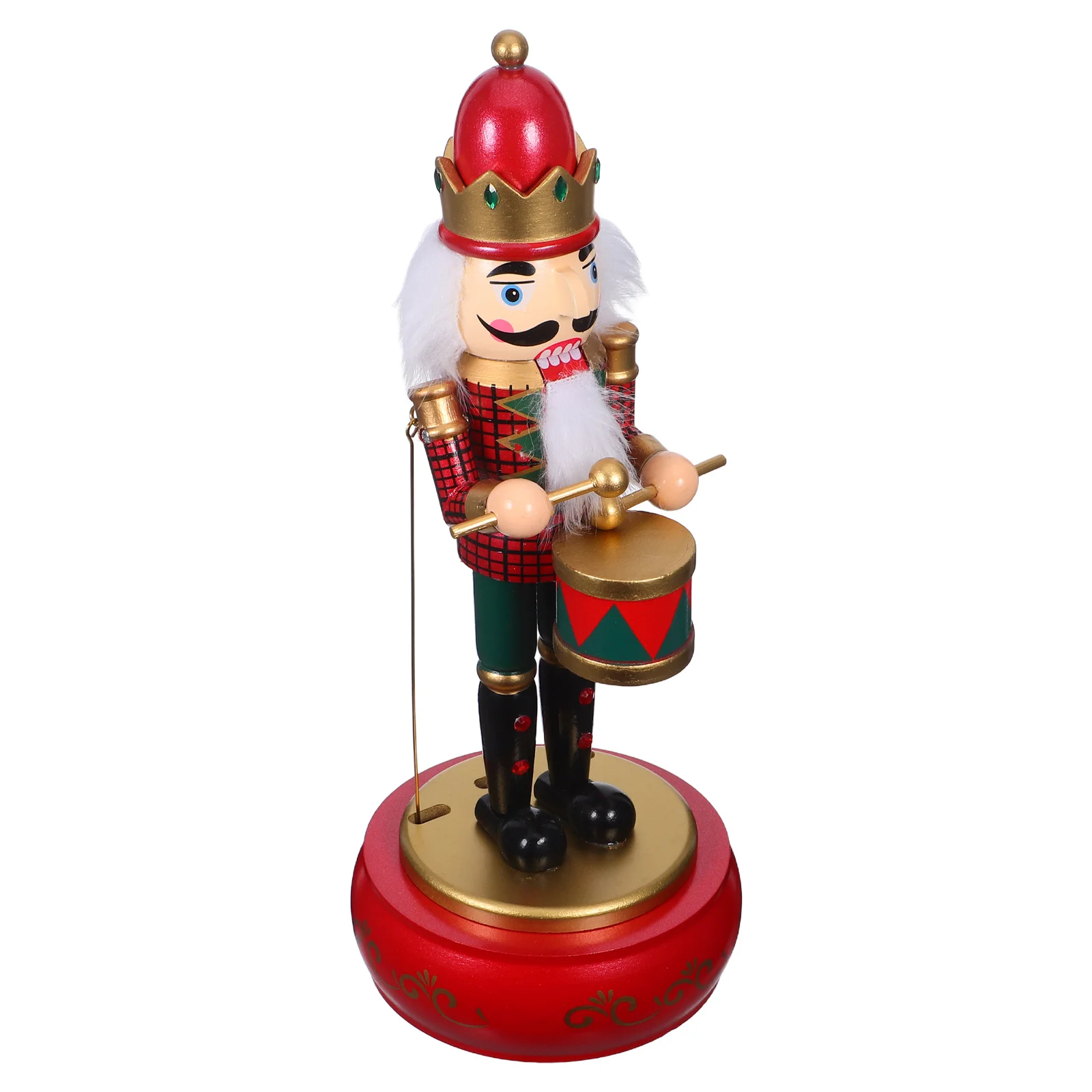 

Nutcracker Music Box Wooden Nutcracker Soldier Round Base Classic Christmas Wind-Up Musical Decoration Holiday Party Decor