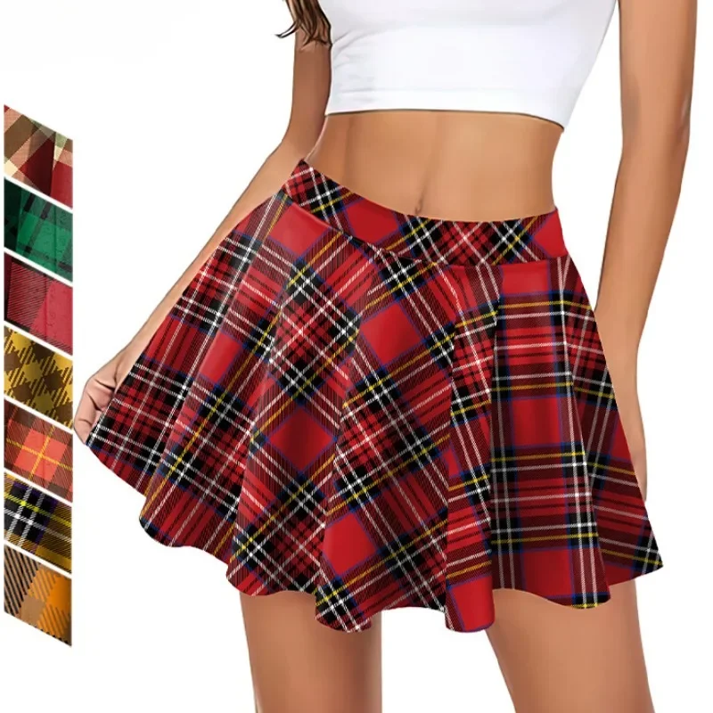 

Women's Waist Plaid Print Sweet Mini Skirt Girls Y2K Tennis Skirt Pleated Japanese Basic Korean Harajuku School Uniform Dress