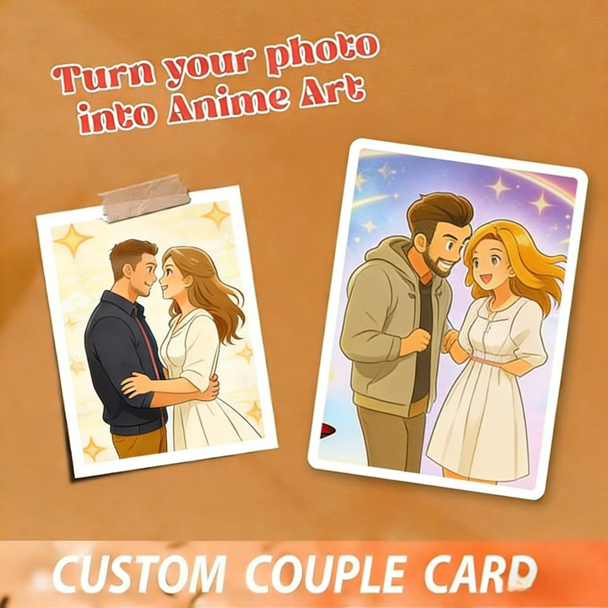 

Custom Personalized Card for Couple Anniversary Wedding Photo Card Custom Anime Card, Gift for Him Her Romantic Love Card