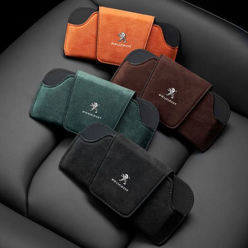 Car Sun Visor Storage Box Storage Bag Glasses Suede Sunglasses Case Holder for Peugeot GT 408 4008 308 3008 Rifter 5008 508 2008