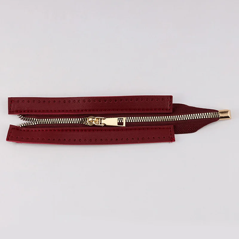 24cm DIY Zipper For Woven Bag Hardware PU Leather Zipper Sewing Accessories Red/Coffee/Brown Metal Zipper Bag Parts Accessories