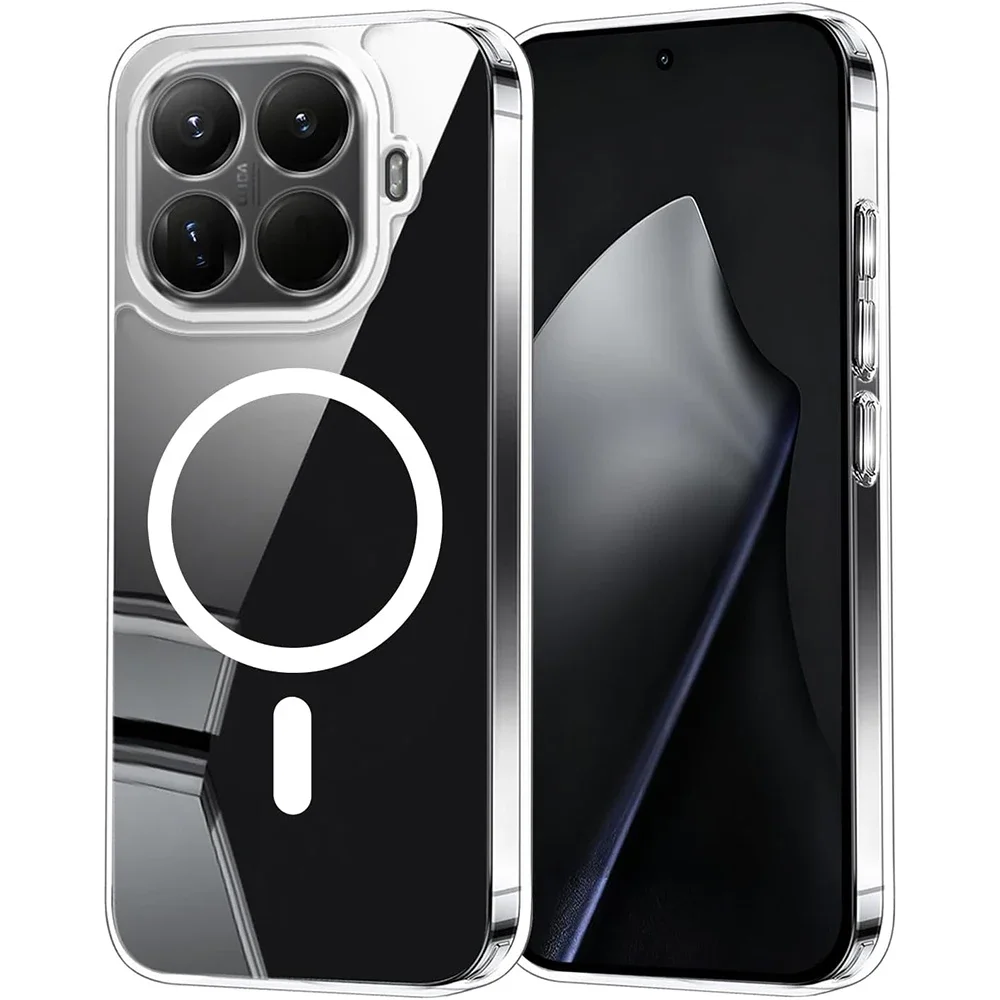 Fall Für Xiaomi 15T Pro 15T 14T 15 Pro 15 ULTRA Transparent Schock Für MagSafe Starke magnetische Silikon Dünne Anti-schock Fall