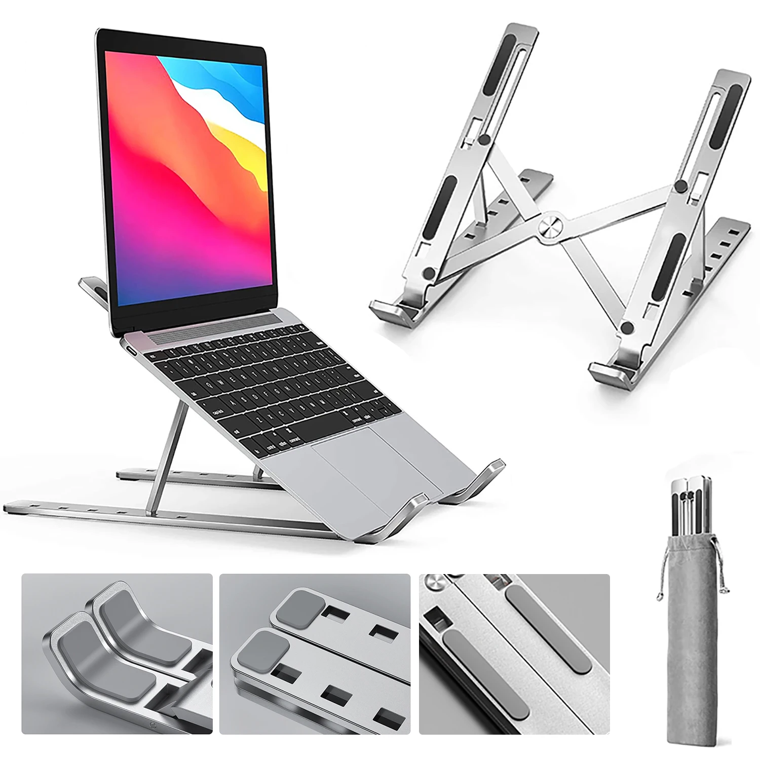 Metal Laptop Holder Stand Adjustable Foldable Portable for Notebook Computer Bracket Lifting Cooling Holder Non-slip Holder Base