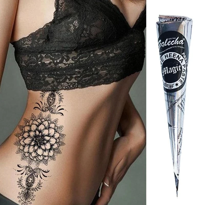 Indiano Natural Henna Tatuagem Tinta, Cones Pasta Mehndi Preto, Body Art Adesivo, Mão Desenhada Creme de Pintura, 1Pc