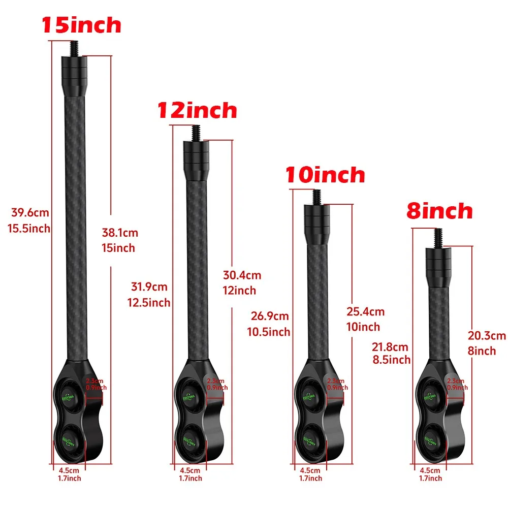 8/10/12/15 Inch Bow Shock Absorption Compound Bow Carbon Stabilizer Balance Bar Archery Damper Targeting Hunting Shooting Acc 2