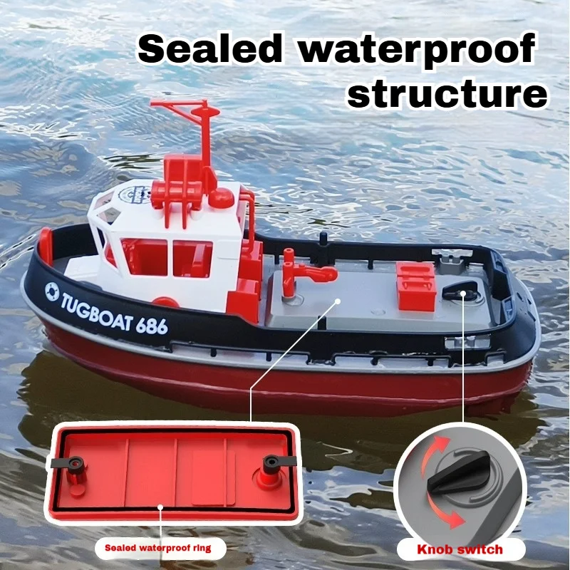 1:72 RC Schlepperboot 686 Dual Motor Fernbedienung Boot Wiederaufladbares realistisches Mini Schlepper Spielzeug für Kinder Spielen im Freien