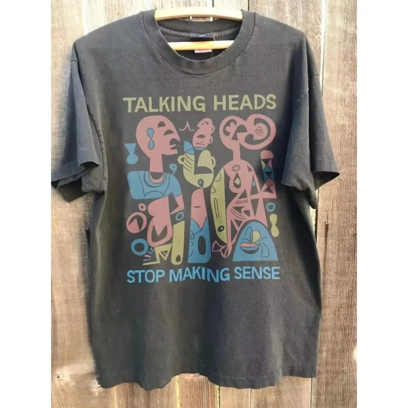 Vintage Rock Band Pattern T-shirt Y2K Street Wear Talking Heads Stop Making Sense Printed T-shirt Casual Men's and Women's Top