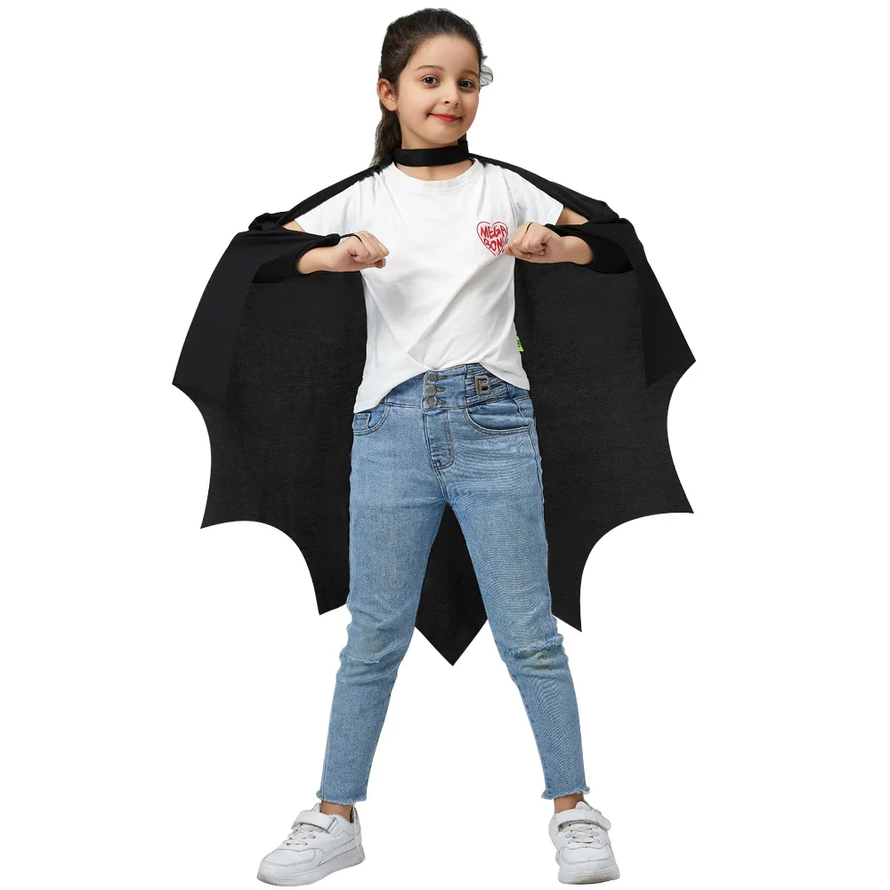 Costume ailes de chauve-souris pour enfants, accessoires de déguisement de Cosplay, ailes de Vampire, Cape à ailes noires avec masque, pince à cheveux