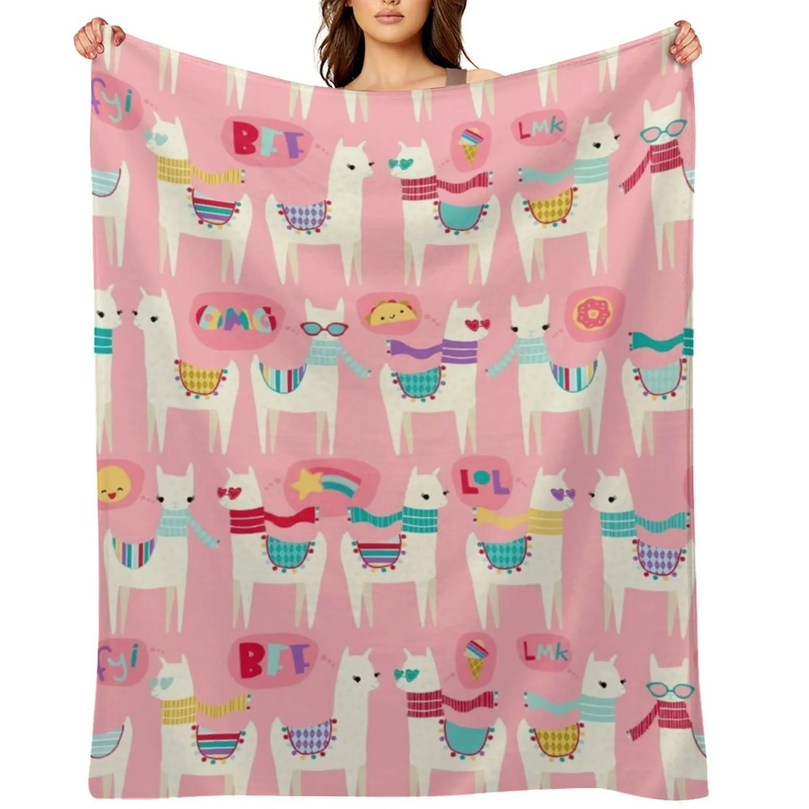 

Tween Llamas on Pink Throw Blanket valentine gift ideas Designers Vintage Blankets Sofas Of Decoration Blankets