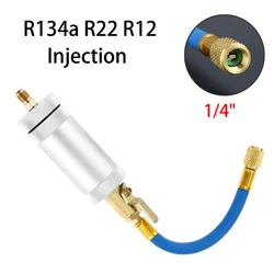 1 szt. 1/4SAE R134 2 klimatyzacja R134A R12 R22 auto A/C AC Oil & Dye oz narzędzie wtryskowe środek chłodniczy do oleju rurka wlewu