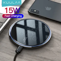 KUULAA 15W Qi Wireless Charger For Xiaomi Mi 9 Pro Mirror Wireless Charging Pad Fast Charger For iPhone 11 X XS Max XR 8 Plus