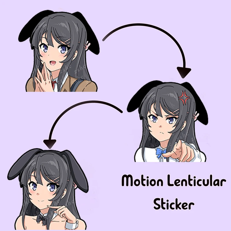 Sakurajima Mai Seishun Buta Yarou Motion Stickers Waterproof Decals for Car,Laptop,Suitcase,Refrigerator,Etc Wall Sticker Gift