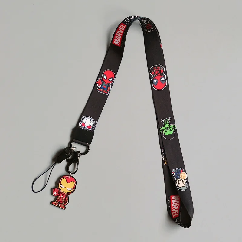 Disney Marvel Mickey Mouse Spiderman Action Figure Keychain ID Card Cartoon Lanyards Neck Strap Collection Toys for Children