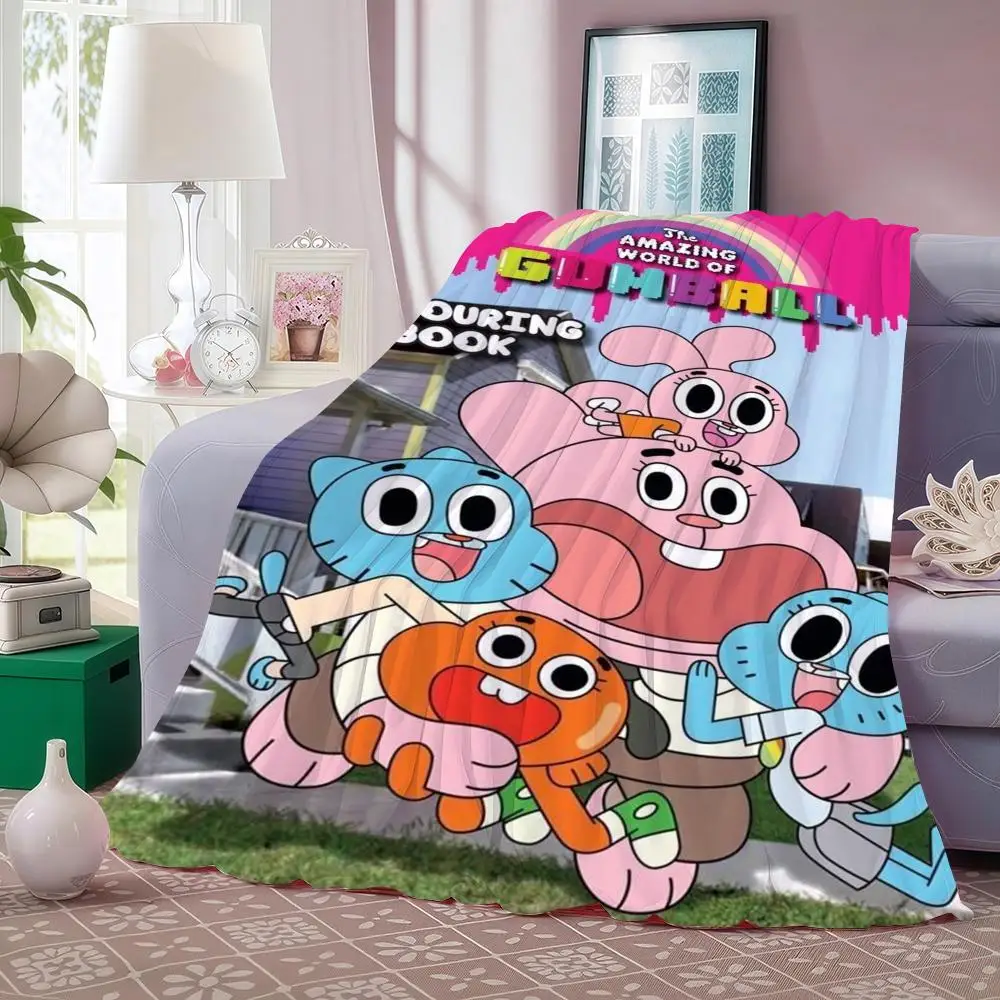 The Amazing World of Gumball Cartoon Throw Thick Flannel Blanket Lightweight Warm Cozy Skin-Friendly Throw for Bed Winter Use