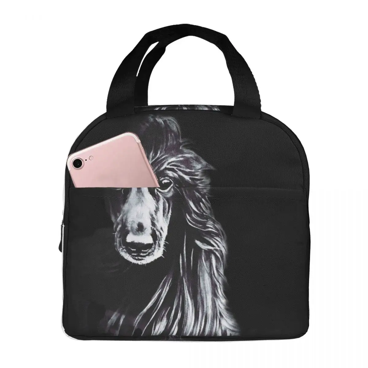 Afghan In Shadows Black Afghan Hound Lunch Bags Insulated Bento Box Lunch Tote Resuable Picnic Bags Cooler Thermal Bag for Woman