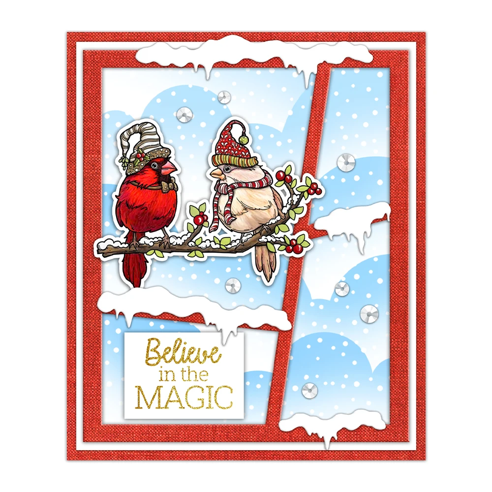 Mangocraft Christmas Bird Gnome In Cup Wycinanie matryc Przezroczysty stempel DIY Scrapbooking Metalowe matryce Silikonowy stempel do kart Album