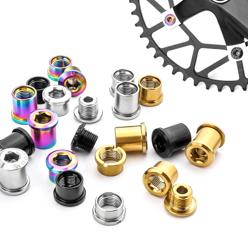 Titanium Bicycle Chainring Bolts 4PCS Cycling Accessories Ti Alloy MTB Mountain Folding Bike Chainwheels Screws 6.5/8.5/11/14mm