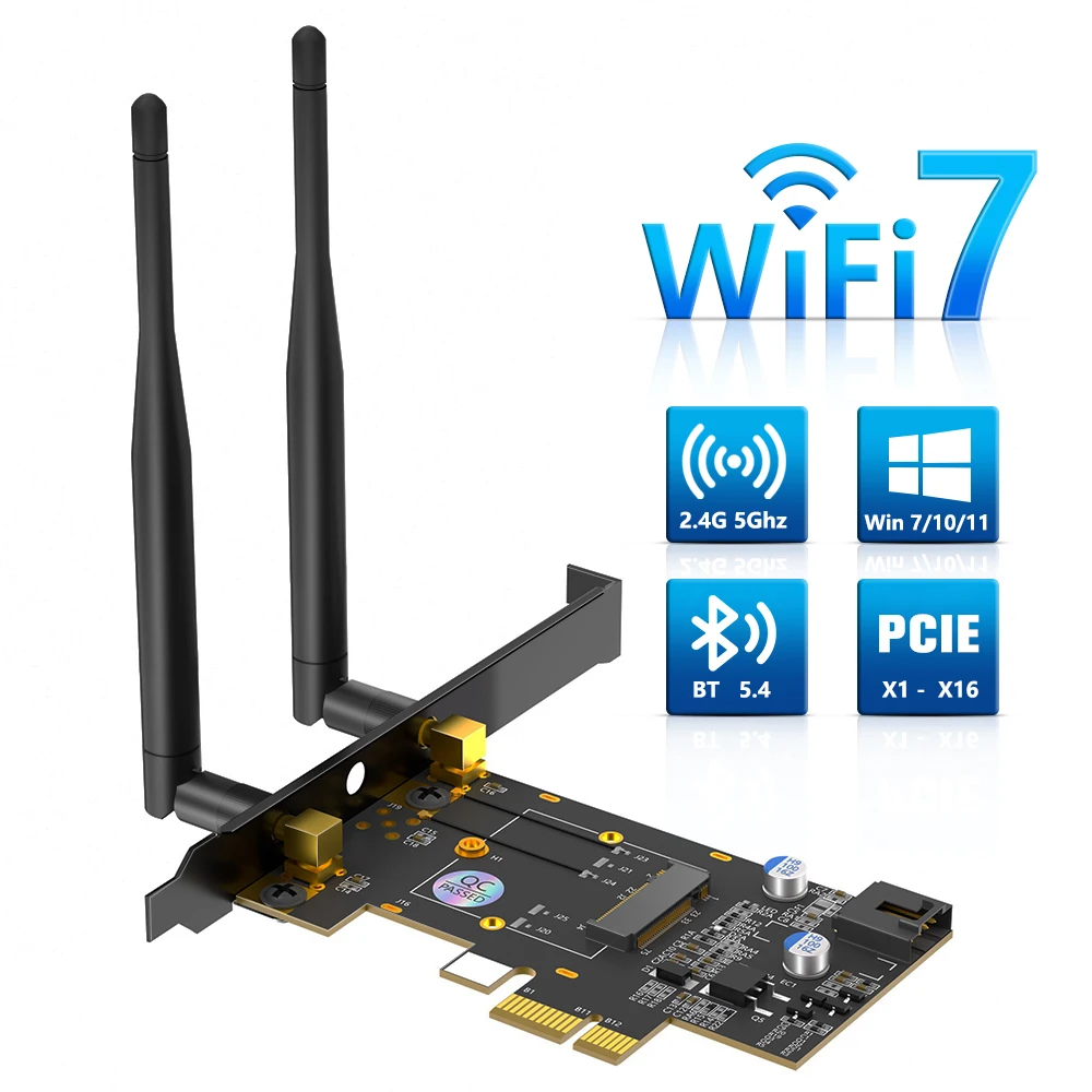 

Адаптер-карта PCIe X1 для M.2 WiFi и Bluetooth с радиатором охлаждения для модулей M.2 NGFF A+E Key 3160, 3165, 7260, 7265, AX200, AX210