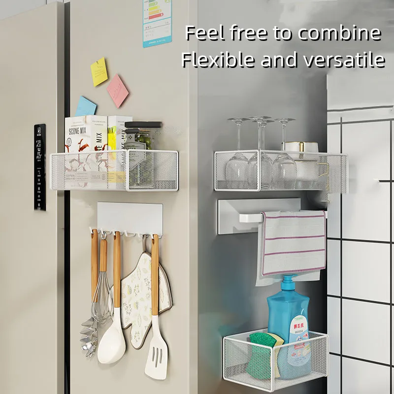 Home Refrigerator Shelf Side Storage Magnetic Artifact Side Side Hanging Basket Basket Box Supplies Household Summary Holder