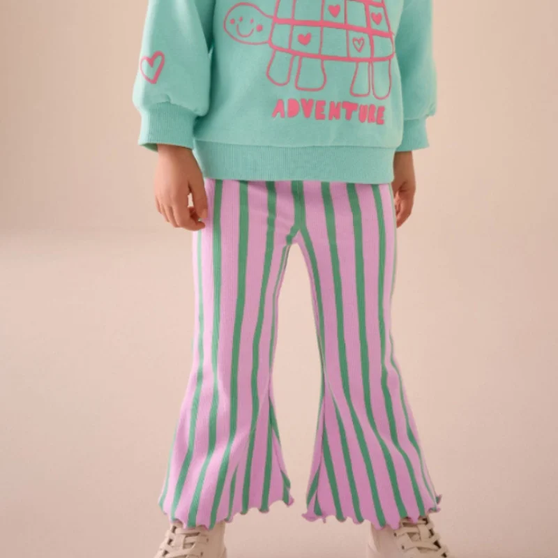 Jumping Meters 2-7T Flare Pants Printed Full Length Hot Selling Girls Leggings Pants Striped Pencil Pants Autumn Kids Trousers