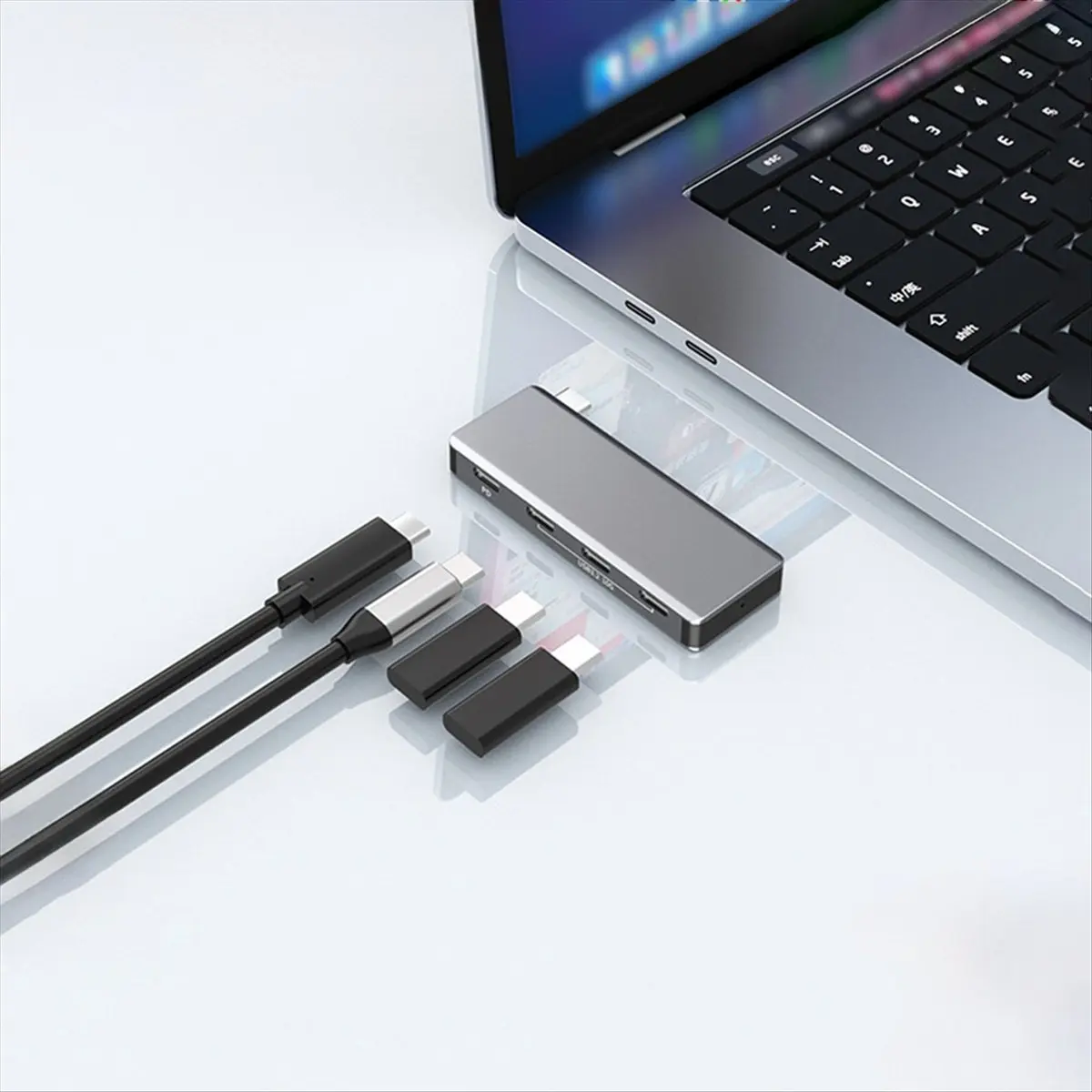 ABGZ 4 in 1 Type-C Hub 4 Ports USB Type C to USB3.2 Gen2 Hub Splitter PD Adapter 10Gbps for Pro Air Laptop Desktop PC