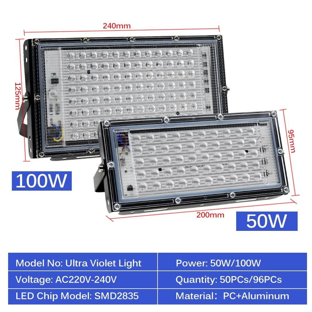 395nm UV Projection Light 365nm UV Curing LED Lamps Fluorescent Party Stage Lamp Theater Lamp LED Floodlight