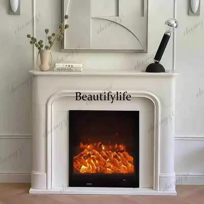 BBB French Cream White Home Simulation Fire Fireplace Decorative Cabinet American Light Luxury Warm White Living Room