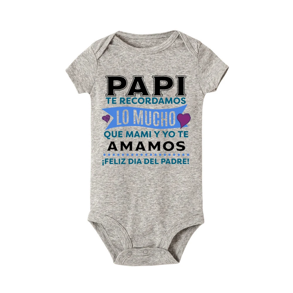 Spanish Printed Baby Romper Infant Jumpsuits Newborn Short Sleeves Bodysuits Boys Girls Father\'s Day Dad Birthday Outfit Clothes