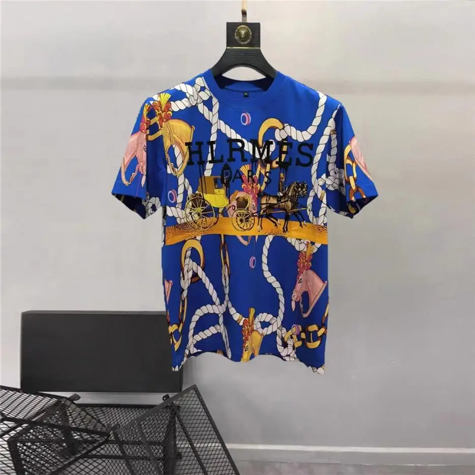 

European and American men's 2023 summer new Round neck and short sleeves fashion Alphabet wagon print T-shirt