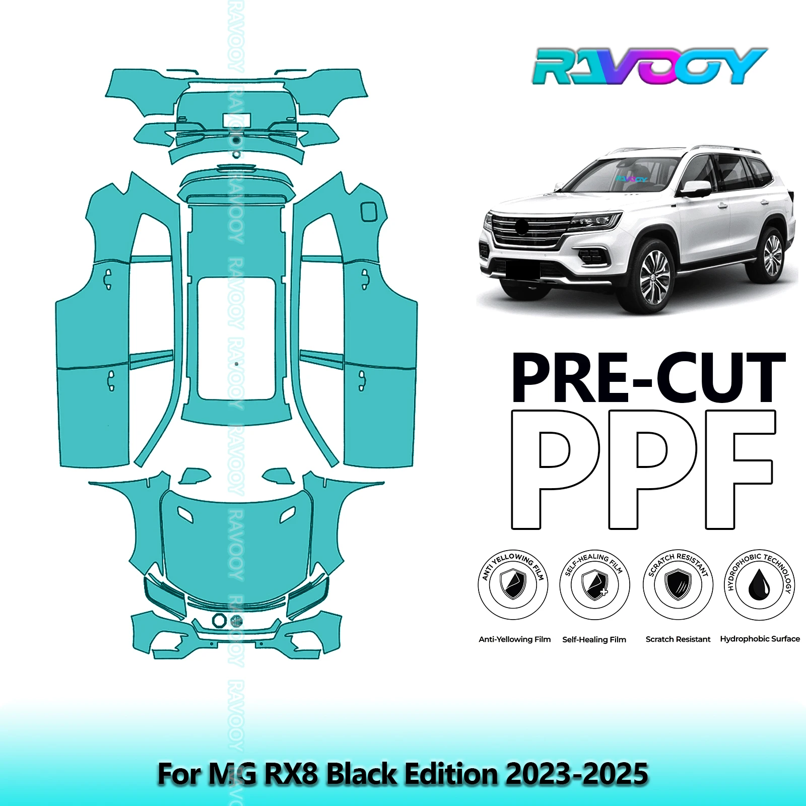

Full Vehicle Clear Bra Precut PPF Paint Protection Film For MG RX8 Black Edition 2023-2025