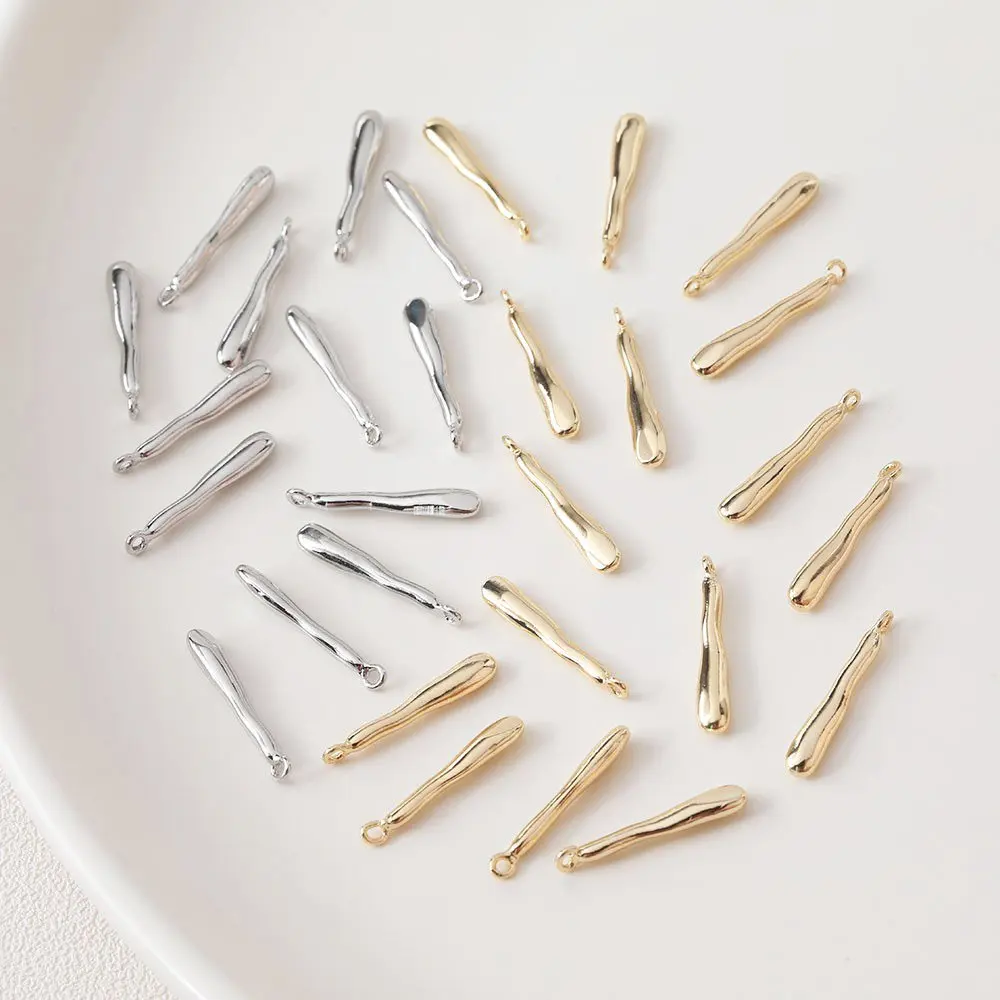 4pcs lange Tropfen Anhänger Charme für Schmuck machen diy Ohrringe liefert hand gefertigte Messing 14k vergoldet 3.6*22mm