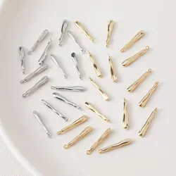 4PCS Long Drop Pendant Charms for Jewelry Making Diy Earrings Supplies Hand Made Brass 14k Gold Plated 3.6*22mm