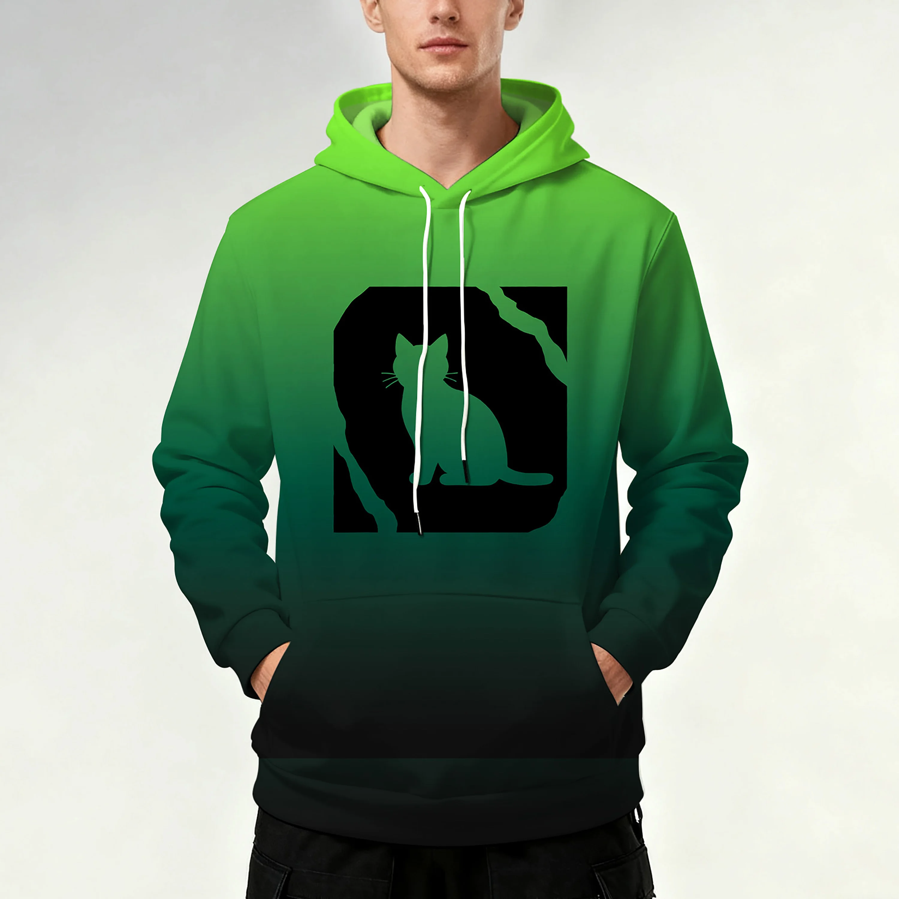 

Персонализированная мужская толстовка с капюшоном с темным градиентом и минималистичным принтом, осенне-зимний бестселлер, повседневный модный топ