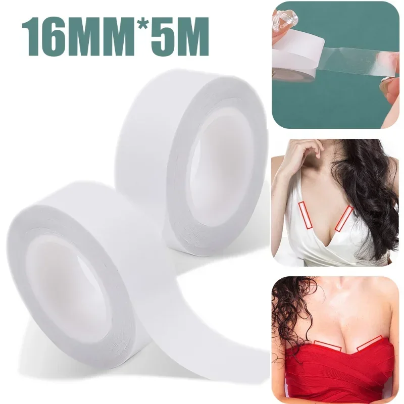 5M Waterproof Dress Cloth Tape Women Double-sided Secret Body Adhesive Breast Bra Strip Safe Transparent Invisible Lingerie Tape