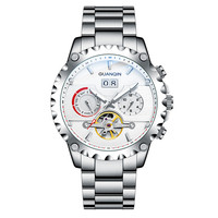 GUANQIN Men Mechanical Watch Automatic Self-Wind Skeleton Tourbillon Sport Waterproof Calendar Business Wristwatch Reloj Hombre