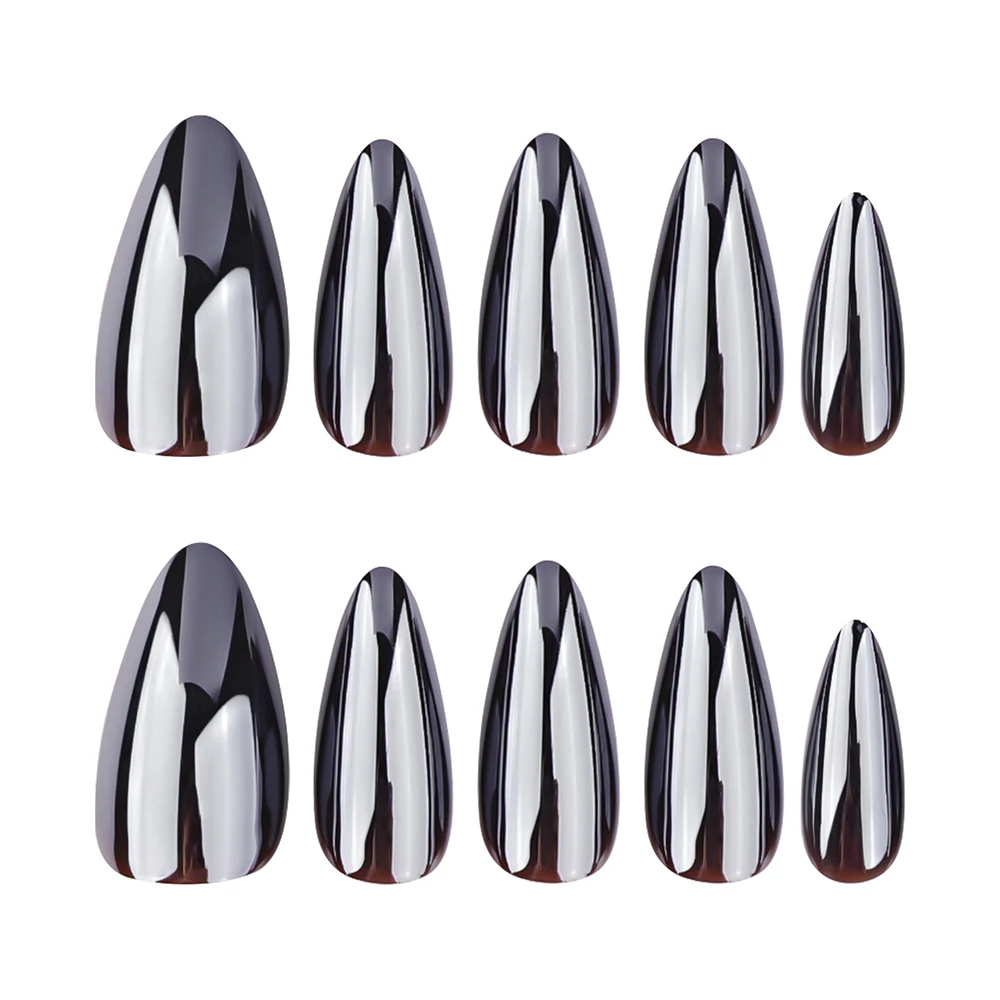 

JP3572 QTCJ 24Pcs Black coated minimalist short style Wearable Nail Art Nail Patch Waterproof And Removable