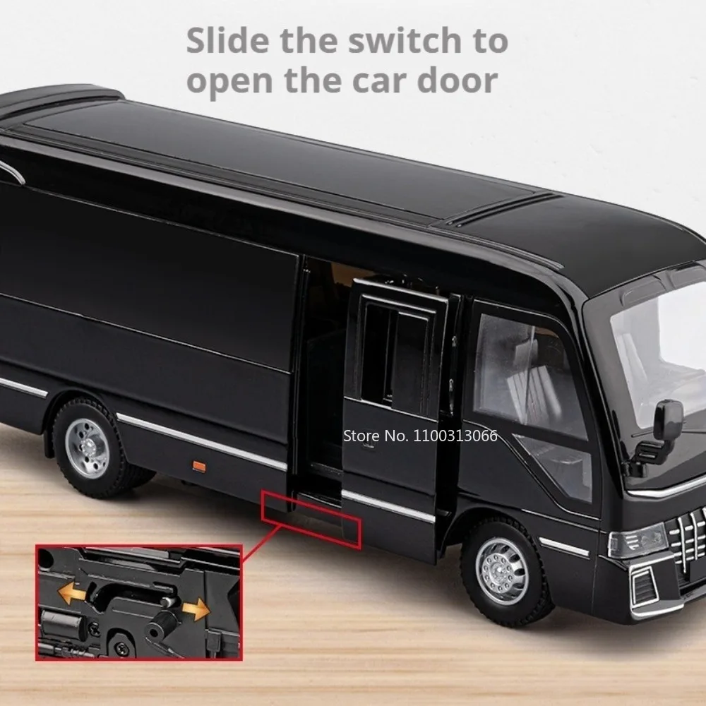 1:33 escala coaster carros liga brinquedos diecast modelos roda puxar para trás ônibus de negócios em miniatura luz som veículos coletar lembranças