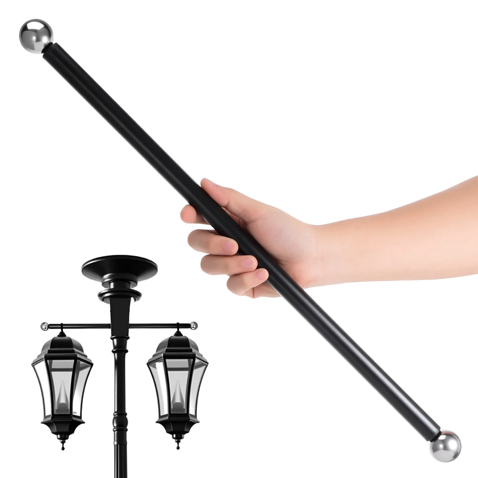 

Adjustable 56Cm Outdoor Lamp Post Cross Arm Ladder Rest Black Metal Bracket Rod Heavy Duty Garden Light Pole Support Lighting