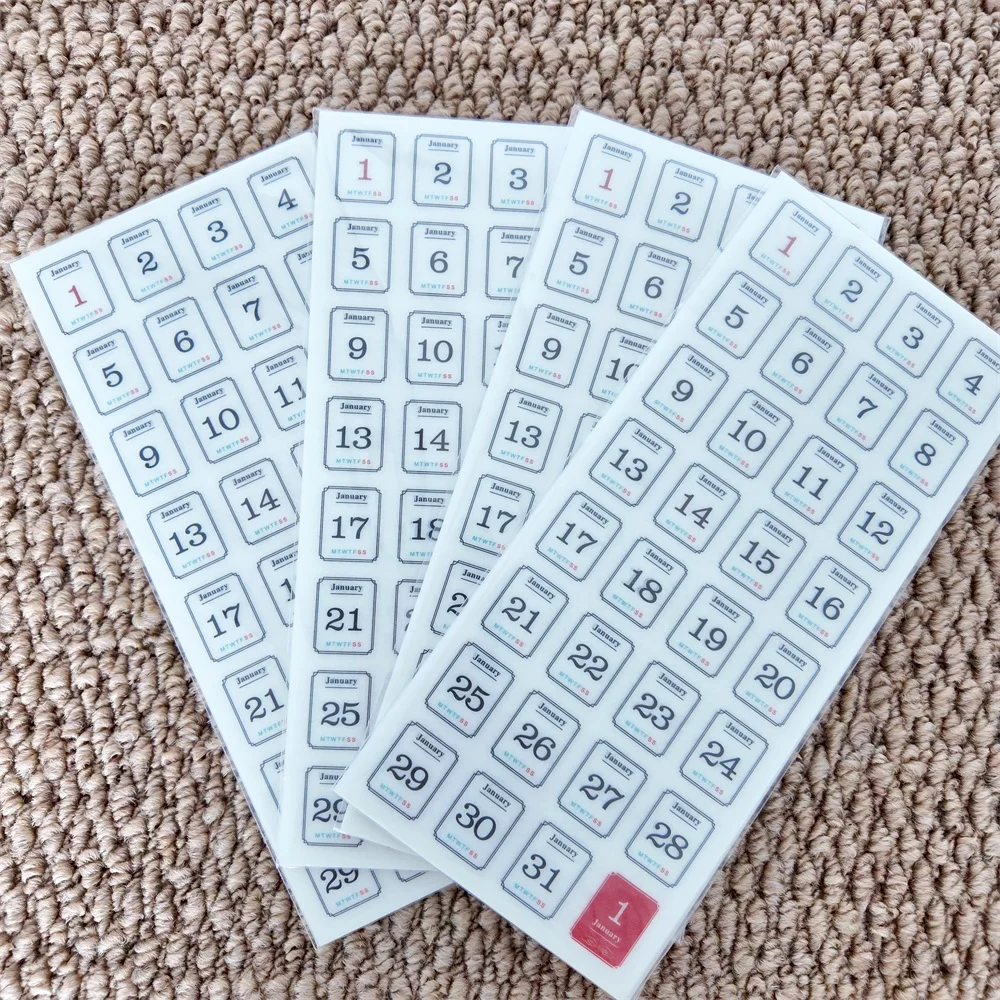 12 Sheets 365 Days Date Stickers For Dairy Journal Agenda Planner Scrapbooking Label 2026 Calendar Sticker Stationery