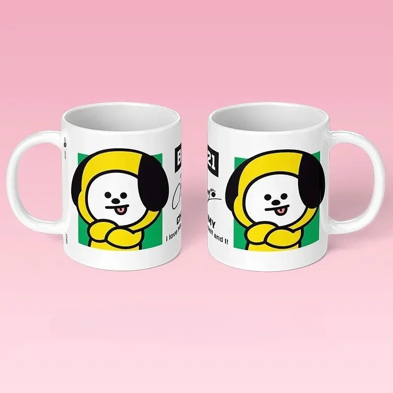 BT21 السيراميك كوب ماء الكرتون أنيمي تاتا تشيمي فنجان القهوة طالب كوب ماء سطح المكتب زخرفة هدية عيد ميلاد