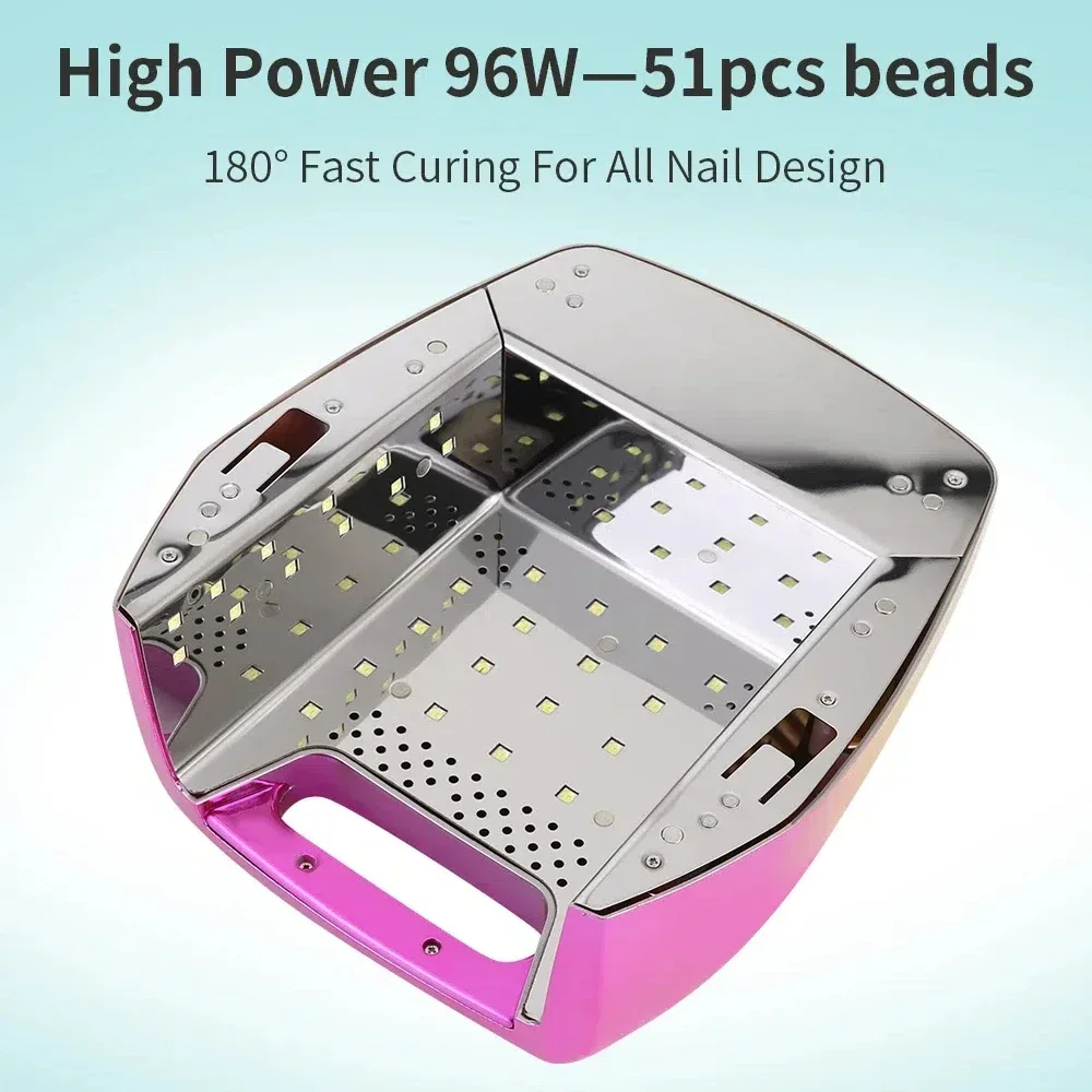 High Power 96W Cordless Rechargeable Wireless LED UV Nail Lamp For Gel Nail Polish Dryer Nail Lamp for Salon