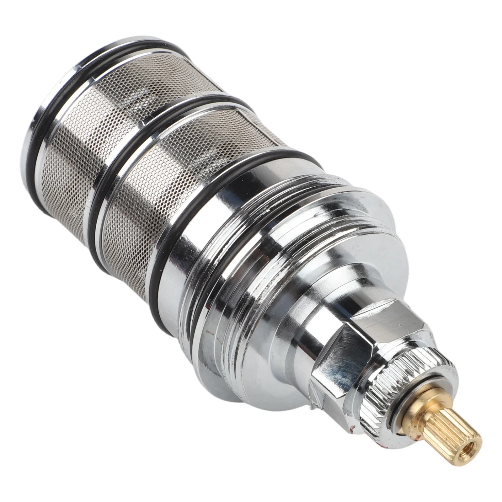 Brass Thermostatic Valve Cartridge for Shower Faucets with Safety Override Button and Adjustable Temperature Range