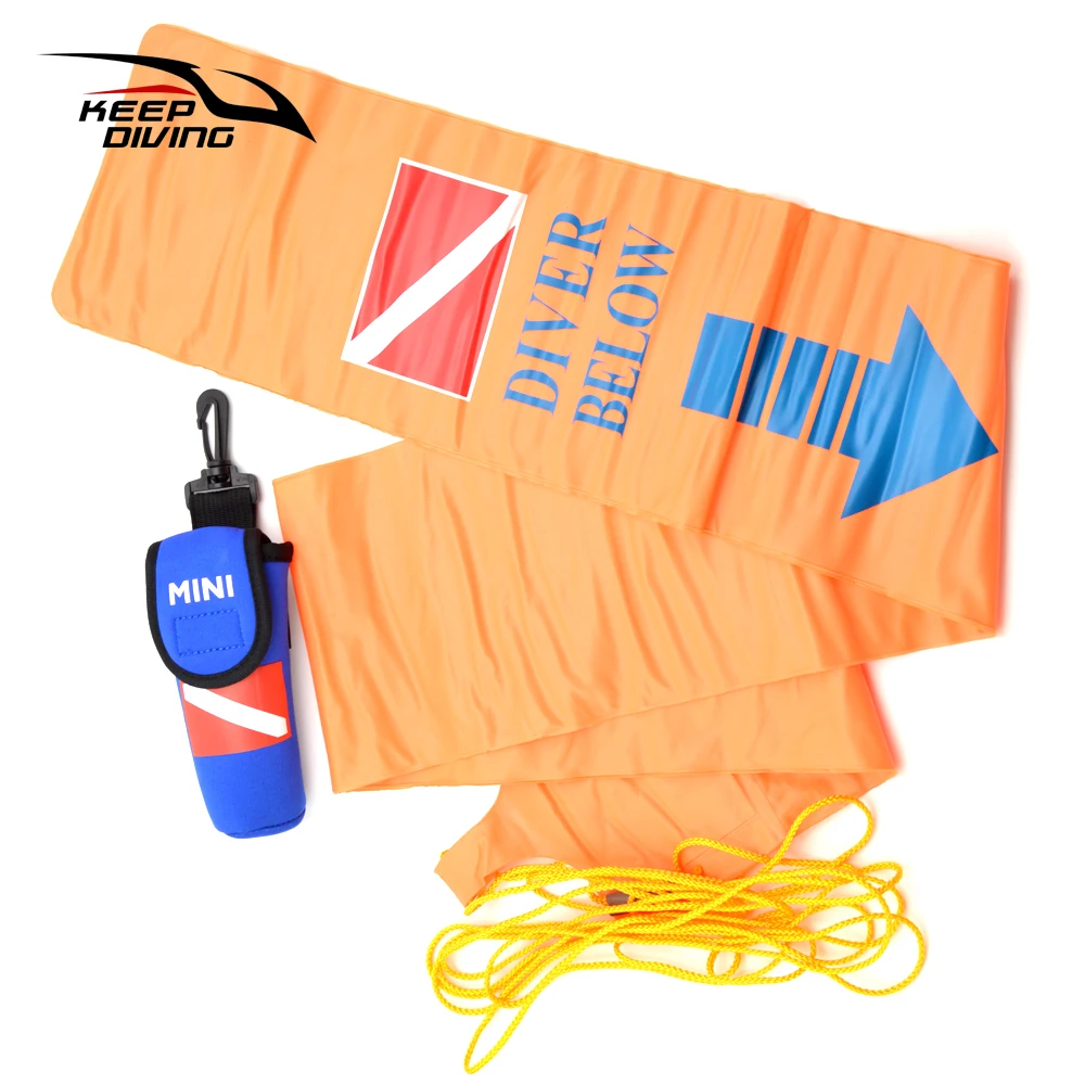 أنبوب إشارة غوص PVC صغير 1.4 متر قابل للطي وقابل للنفخ لسطح السجق الآمن (SMB) غواص أدناه